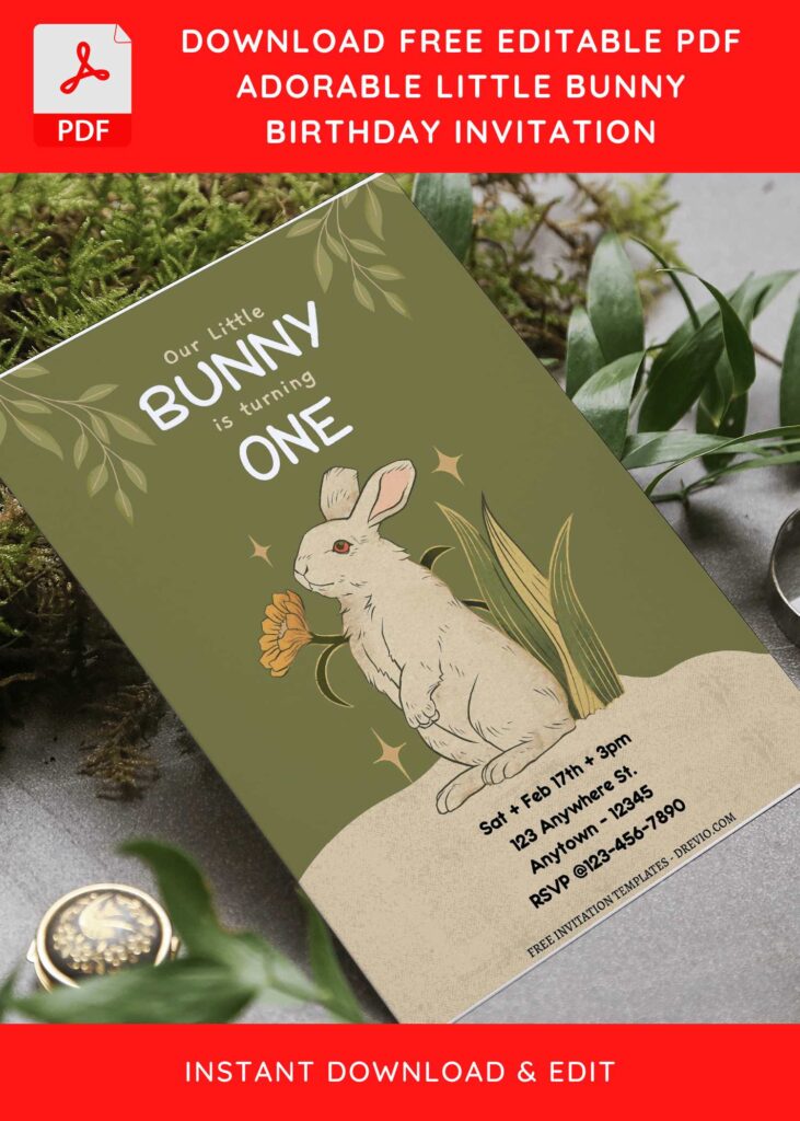 (Free Editable PDF) Beautiful Peter Rabbit Birthday Invitation Templates F