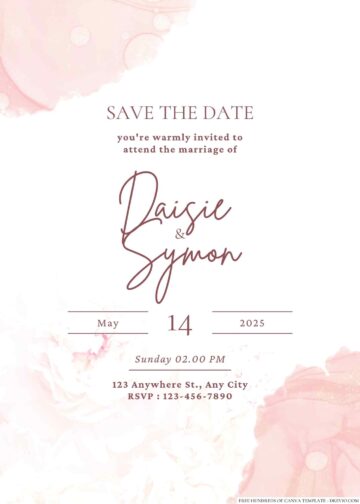 16+ Pastel Rose Gold Splash Canva Wedding Invitation Templates ...