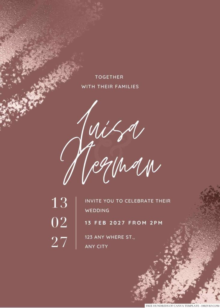 Rose Gold Stipple Canva Wedding Invitation Templates