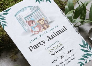(Free Editable PDF) Vintage Greenery Party Animal Birthday Invitation Templates