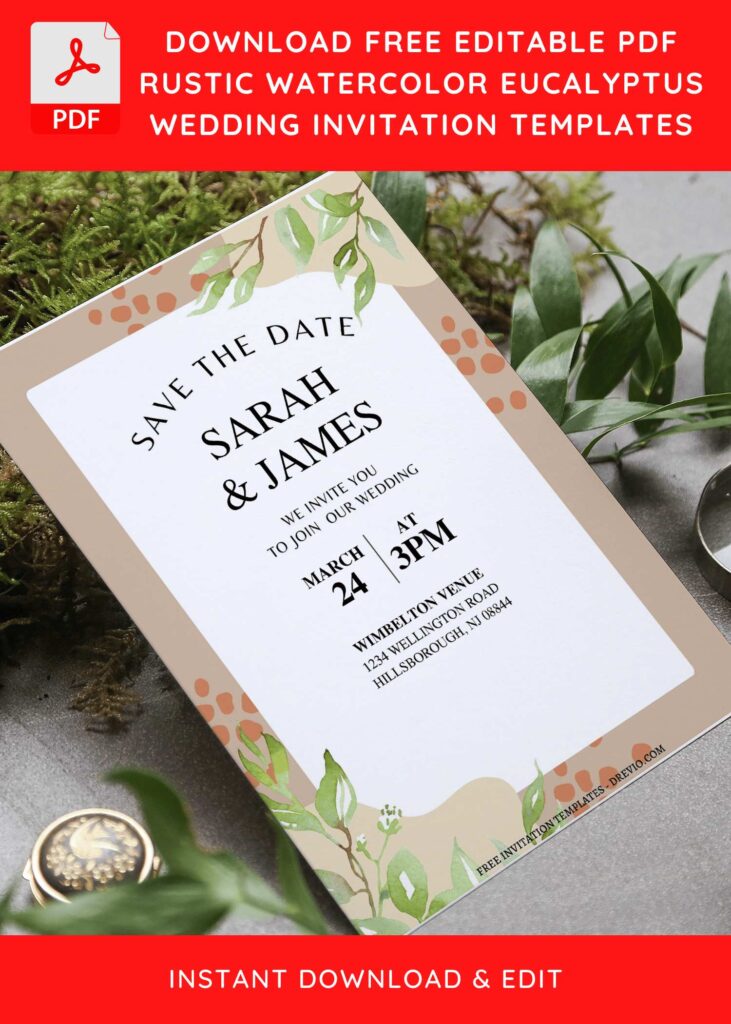 Invitation Template of (Free Editable PDF) Rustic Vintage Greenery Wedding Invitation Templates 4