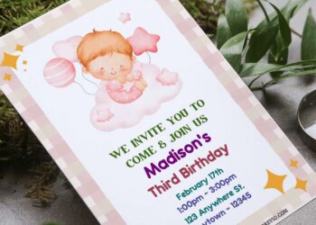 (Free Editable PDF) Cartoon Nursery Birthday Invitation Templates F