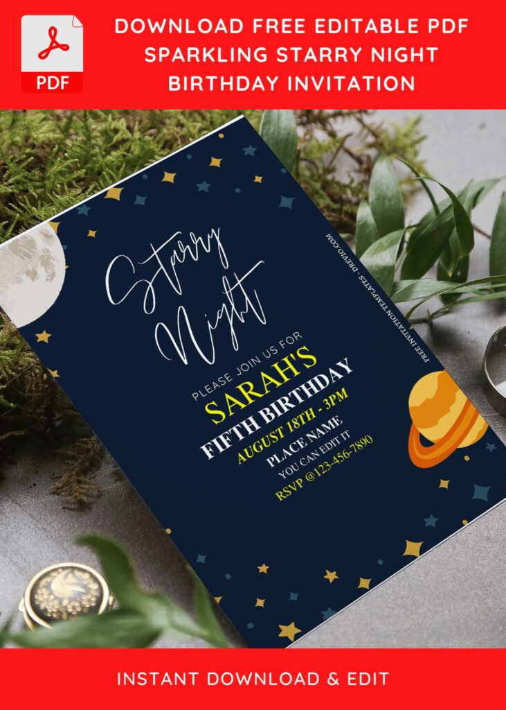 Invitation Template of (Free Editable PDF) Starry Night Kids Birthday Invitation Templates 4