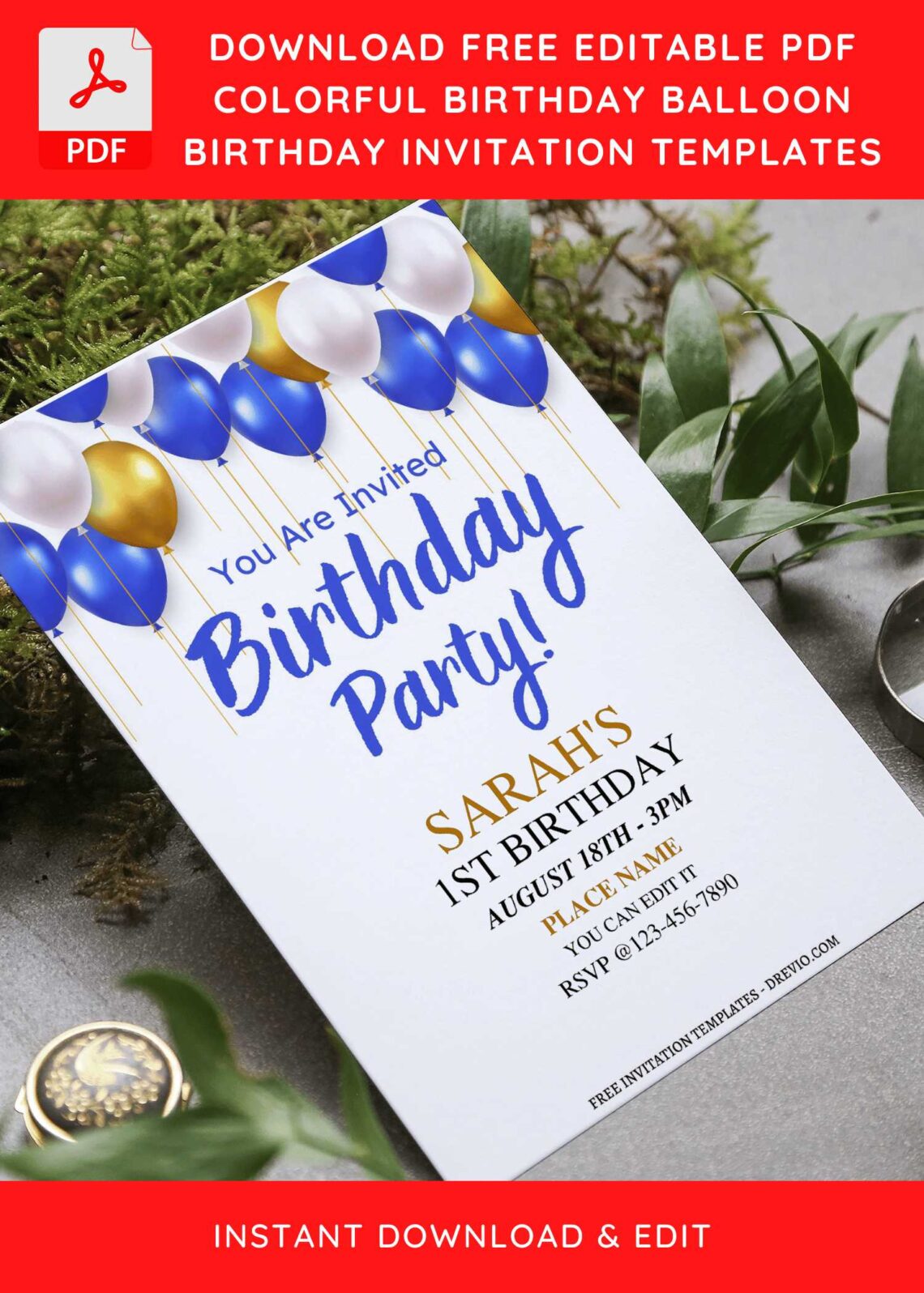 (Free Editable PDF) Joyful Birthday Party Invitation Templates F