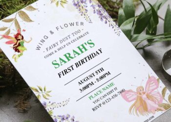 (Free Editable PDF) Enchanted Floral Fairy Garden Birthday Invitation Templates F