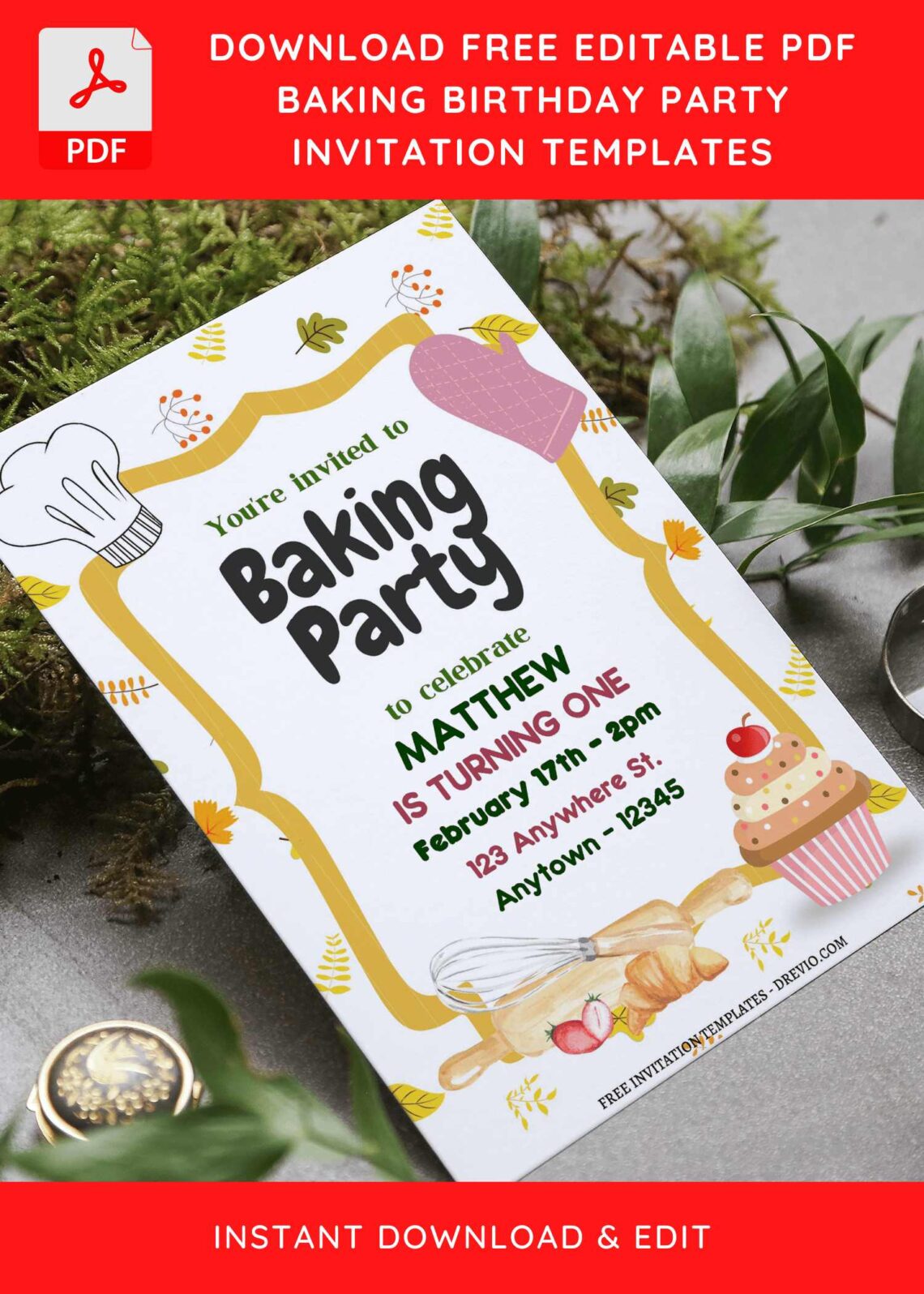 (Free Editable PDF) Adorable Baking Themed Birthday Invitation Templates F