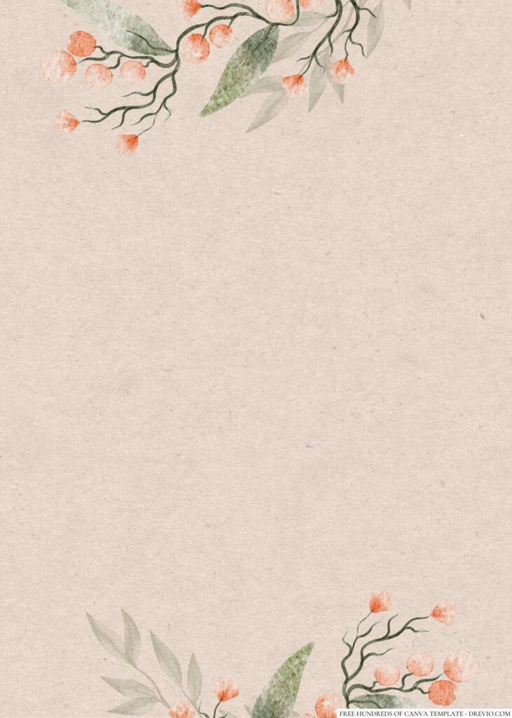 Invitation Template of 14+ Rustic Watercolor Orange Green Leaves Canva Wedding Invitation Templates 3