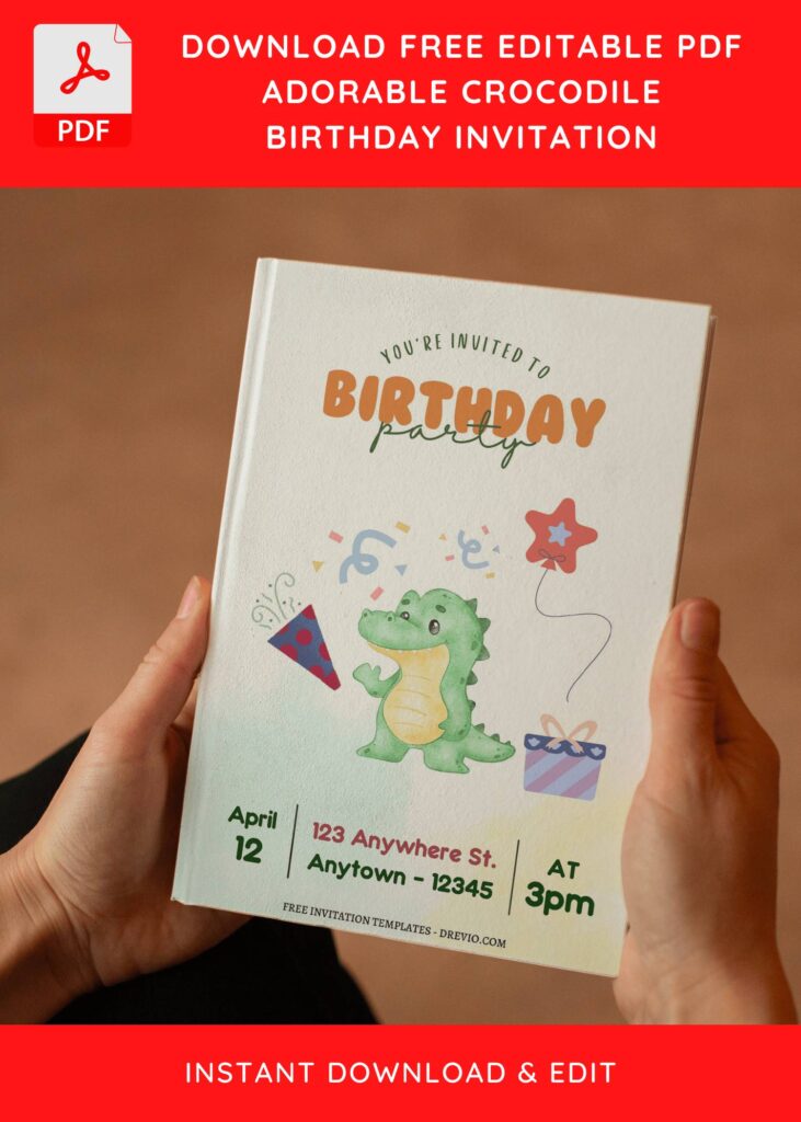 Invitation Template of (Free Editable PDF) Chomp In The Swamp Crocodile Birthday Invitation Templates 3