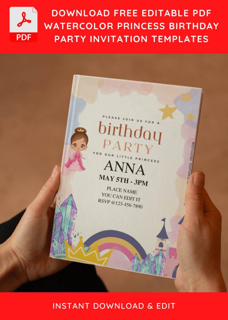 (Free Editable PDF) Singing And Dancing Princess Birthday Invitation Templates E