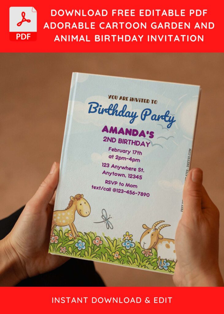 Invitation Template of (Free Editable PDF) Adorable Nursery Farm Animal Birthday Invitation Templates 5