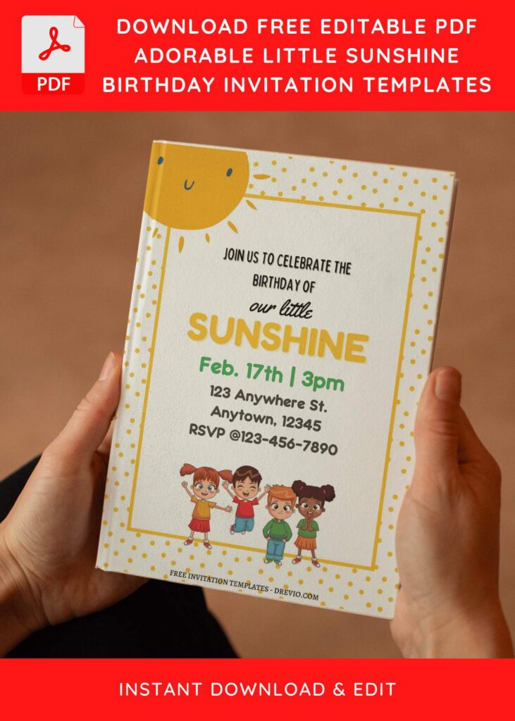 Invitation Template of (Free Editable PDF) Little Sunshine Birthday Invitation Templates 3