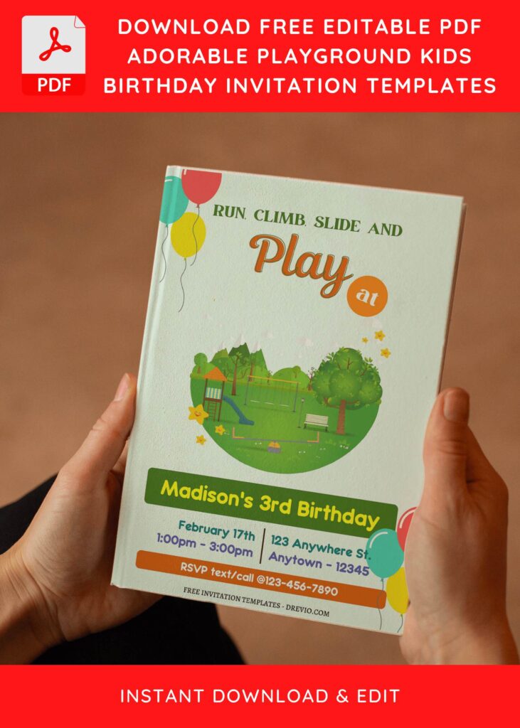 Invitation Template of (Free Editable PDF) Playground Kids Birthday Party Invitation Templates 3