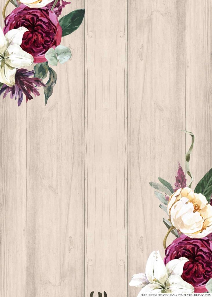 Invitation Template of 18+ Wood Rustic Garden Floral Canva Wedding Invitation Templates 3