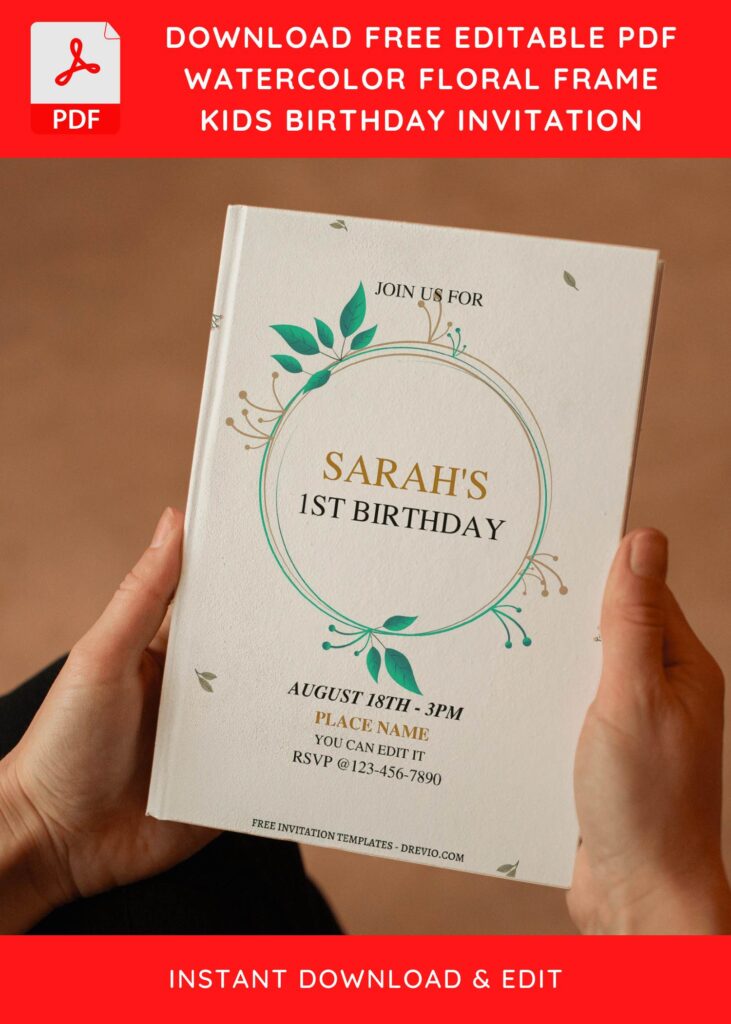 Invitation Template of (Free Editable PDF) Simple Floral Frame Birthday Invitation Templates 5