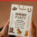 (Free Editable PDF) Fun Cowboy Western Theme Birthday Invitation Templates E