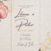 Free Editable Rustic Pink Flower Dark Leaves Wedding Invitation