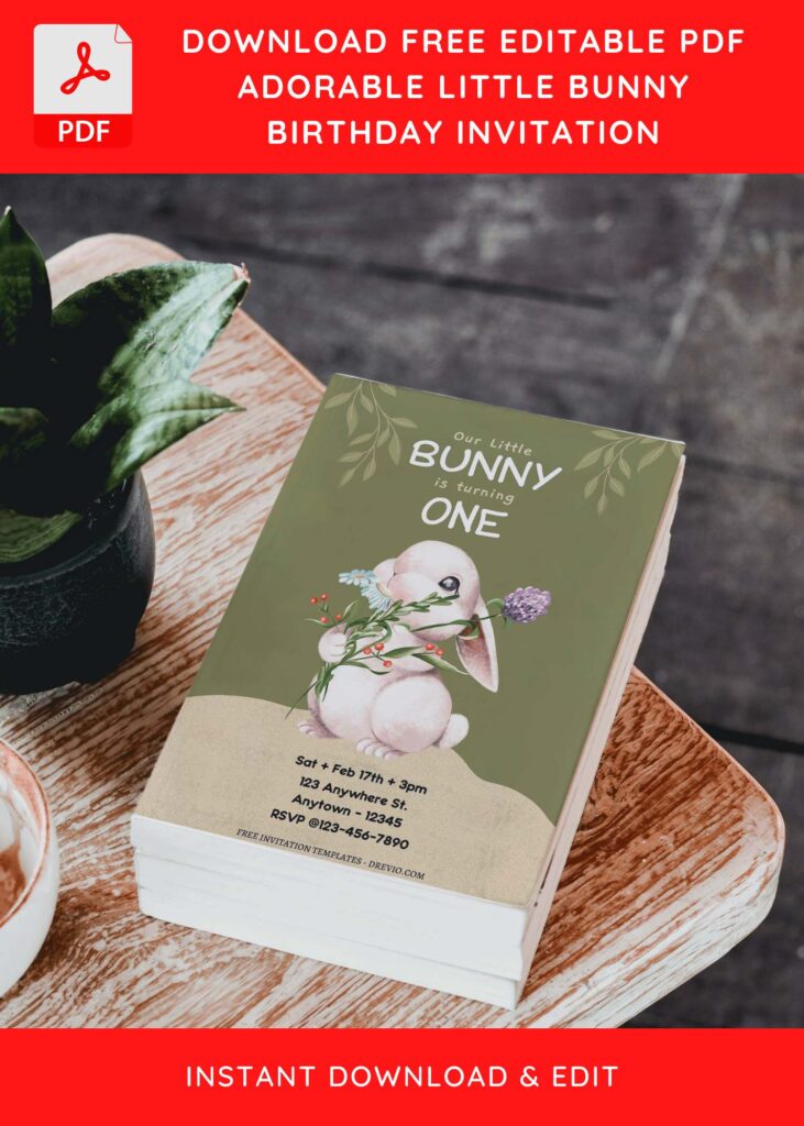 (Free Editable PDF) Beautiful Peter Rabbit Birthday Invitation Templates D