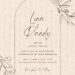 Free Editable Rustic Line Leaves Wreath Floral Wedding Invitation