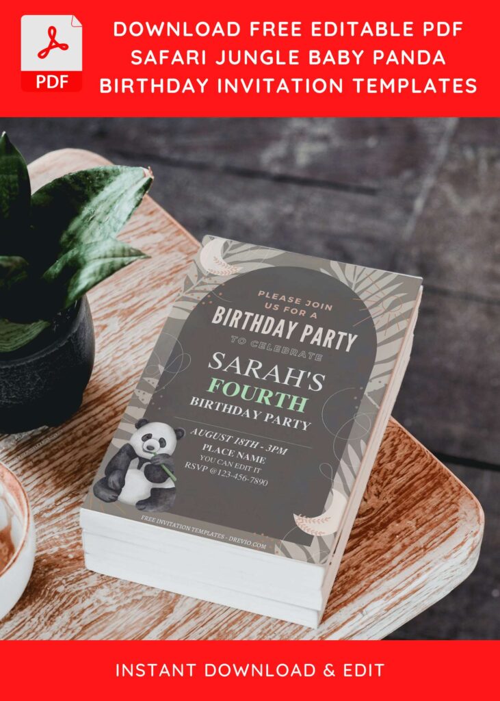 Invitation Template of (Free Editable PDF) Wild Jungle Safari Panda Birthday Invitation Templates 2