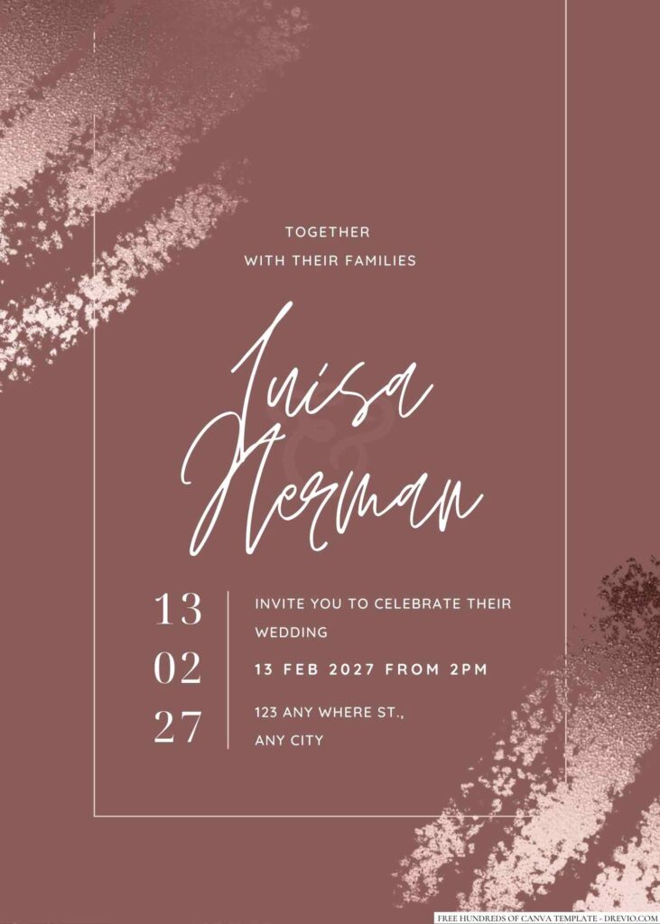 Rose Gold Stipple Canva Wedding Invitation Templates