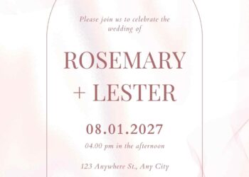 Rose Gold Abstract Splash Canva Wedding Invitation Templates