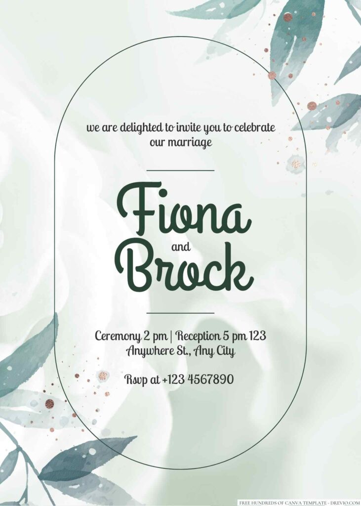 Free Editable Minimalist Greenery Tropical Leaves Wedding Invitation
