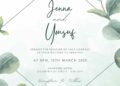 Free Editable Minimalist Greenery Eucalyptus Branch Wedding Invitation