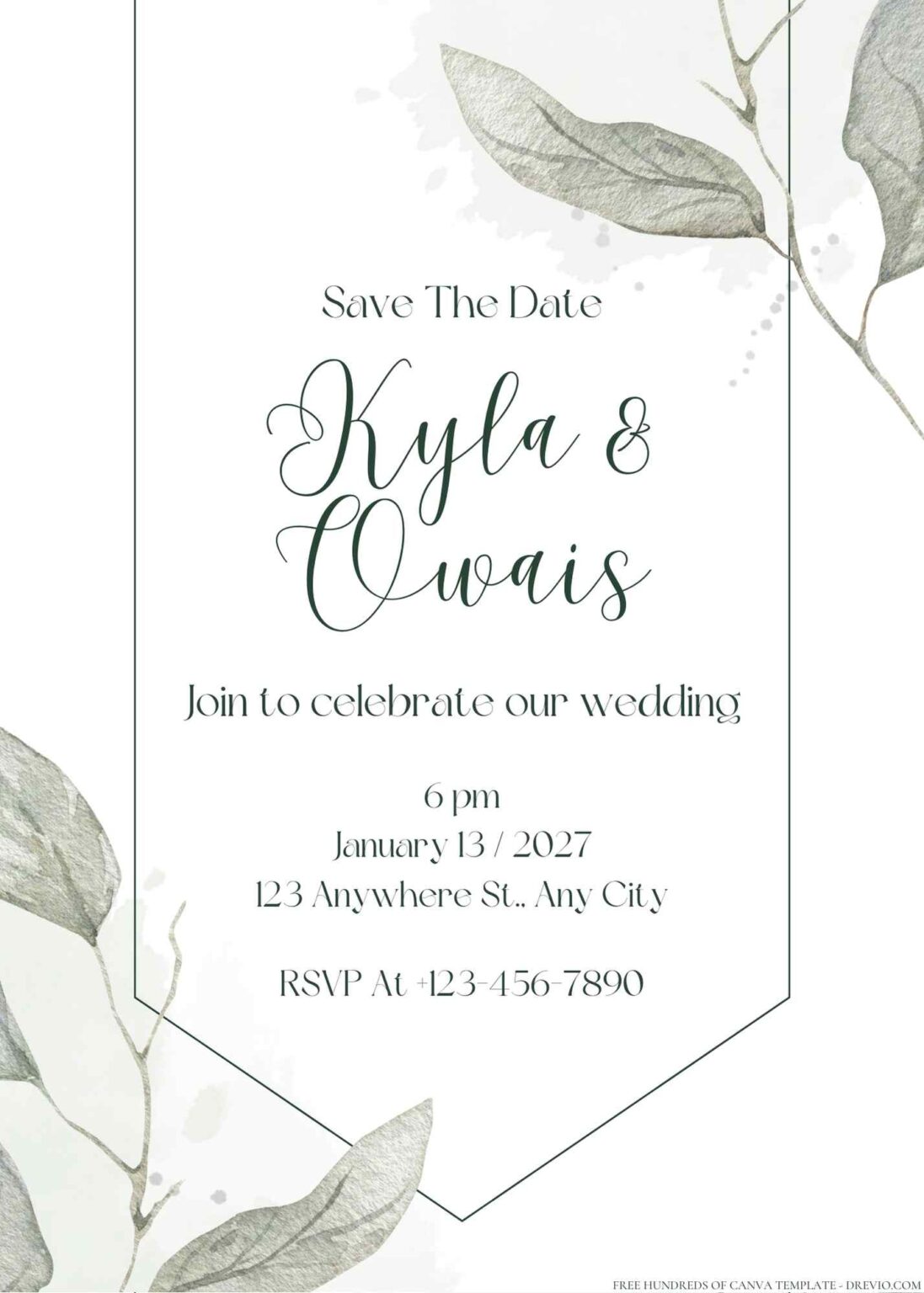 Minimalist Greenery Eucalyptus Leaves Canva Wedding Invitation Templates Download Hundreds 0176