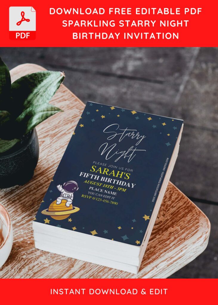 Invitation Template of (Free Editable PDF) Starry Night Kids Birthday Invitation Templates 3