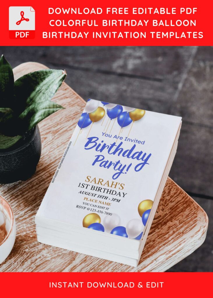 (Free Editable PDF) Joyful Birthday Party Invitation Templates D