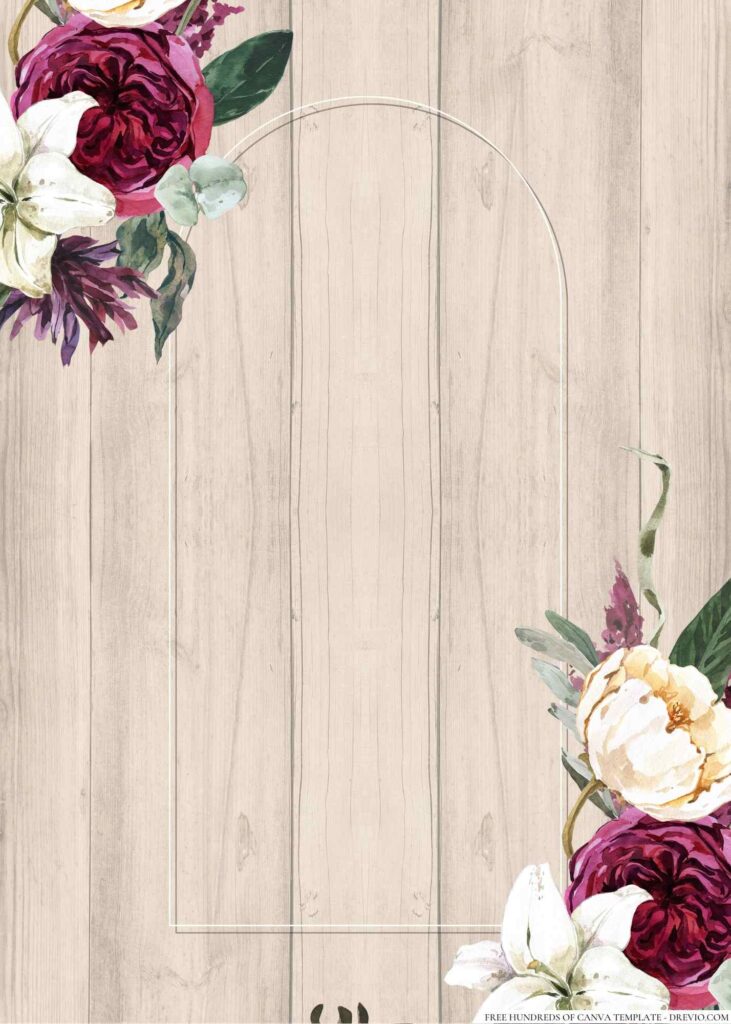 Invitation Template of 18+ Wood Rustic Garden Floral Canva Wedding Invitation Templates 4