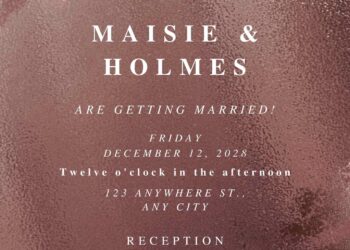 Free Editable Rose Gold Brush Glitter Wedding Invitation