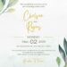 Free Editable Minimalist Greenery Dark Pastel Leaves Wedding Invitation
