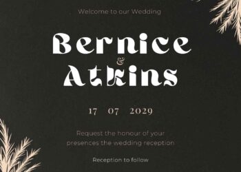 Free Editable Chalkboard Dry Pampas Grass Wedding Invitation