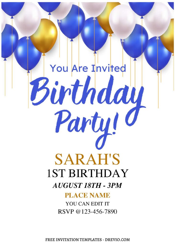 (Free Editable PDF) Joyful Birthday Party Invitation Templates B