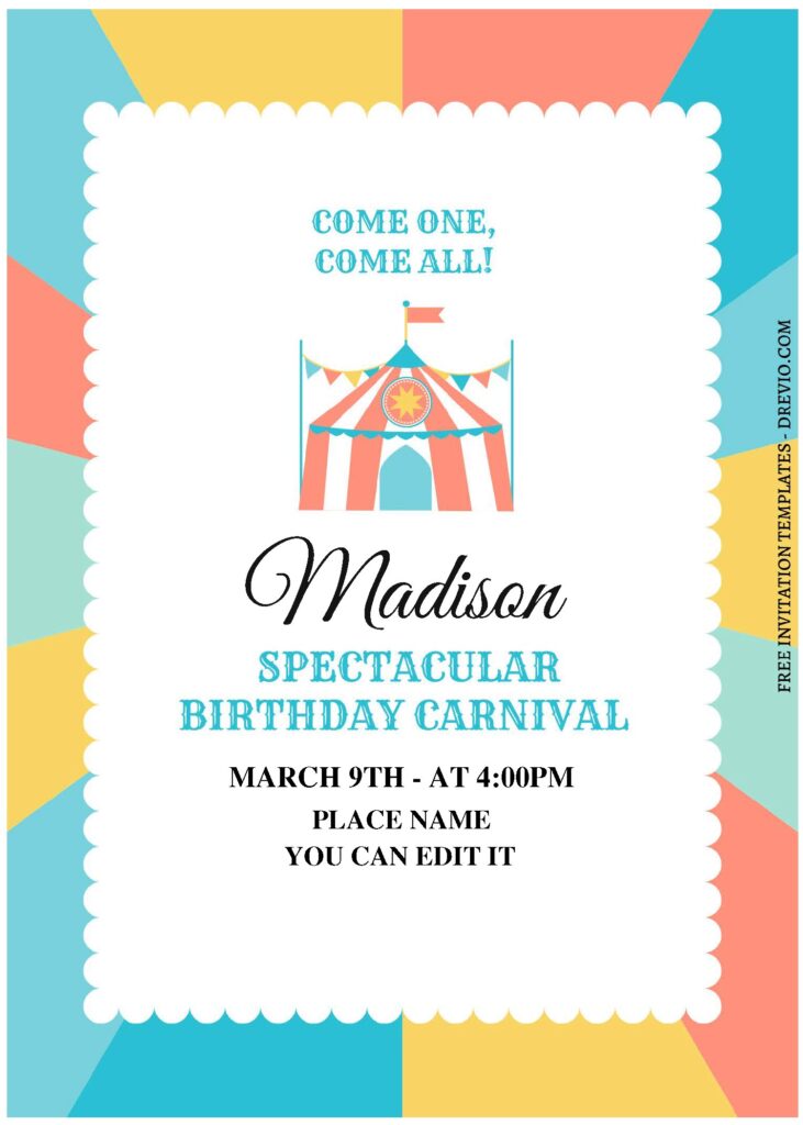 Invitation Template of (Free Editable PDF) Spectacular Birthday Carnival Invitation Templates 3