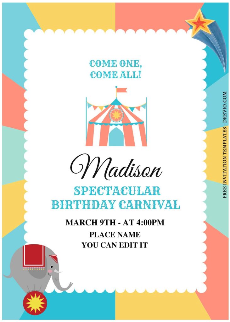 Invitation Template of (Free Editable PDF) Spectacular Birthday Carnival Invitation Templates 2