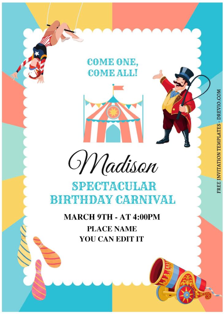 Invitation Template of (Free Editable PDF) Spectacular Birthday Carnival Invitation Templates 1