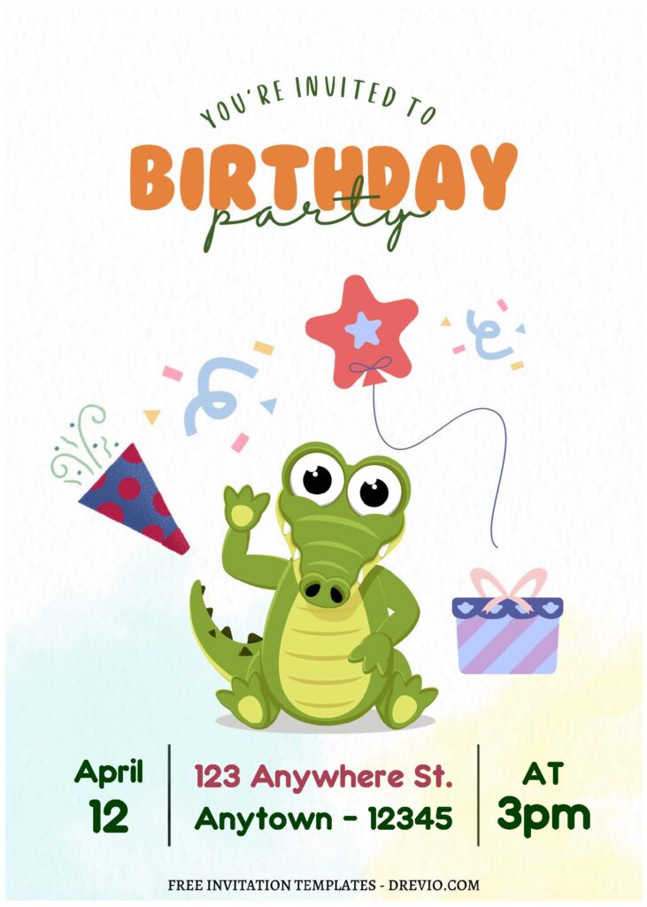 Invitation Template of (Free Editable PDF) Chomp In The Swamp Crocodile Birthday Invitation Templates 2