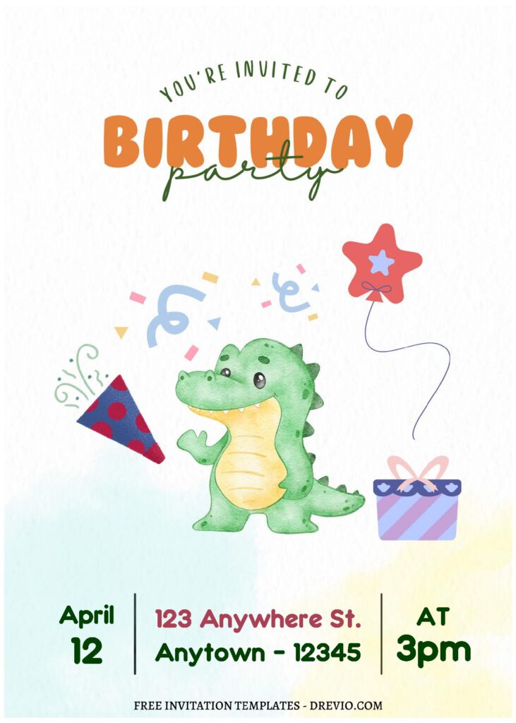 Invitation Template of (Free Editable PDF) Chomp In The Swamp Crocodile Birthday Invitation Templates 1