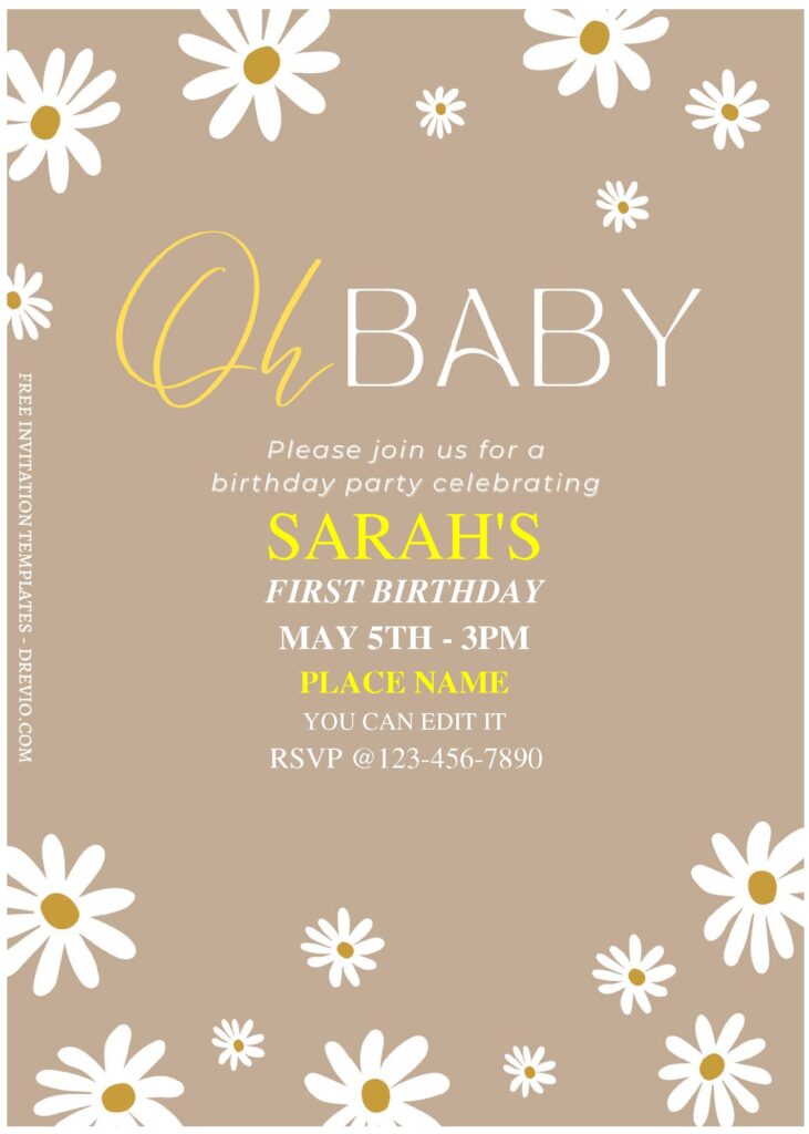 Invitation Template of (Free Editable PDF) Summer Daisy Birthday Invitation Templates 1