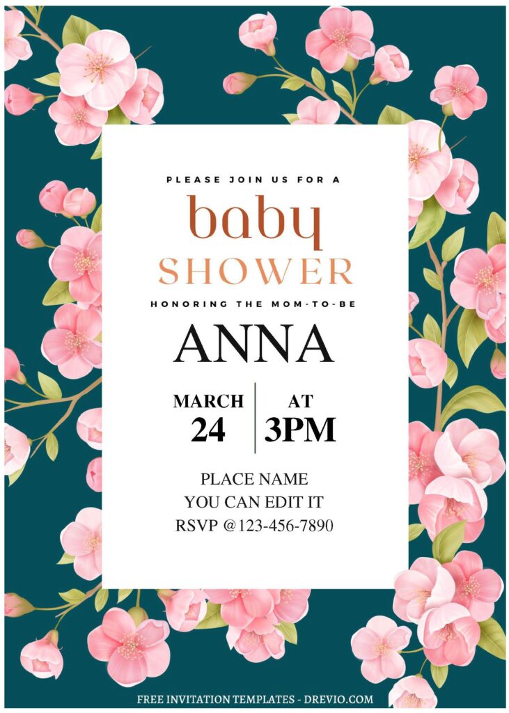 Invitation Template of (Free Editable PDF) Classy Japanese Sakura Baby Shower Invitation Templates 1