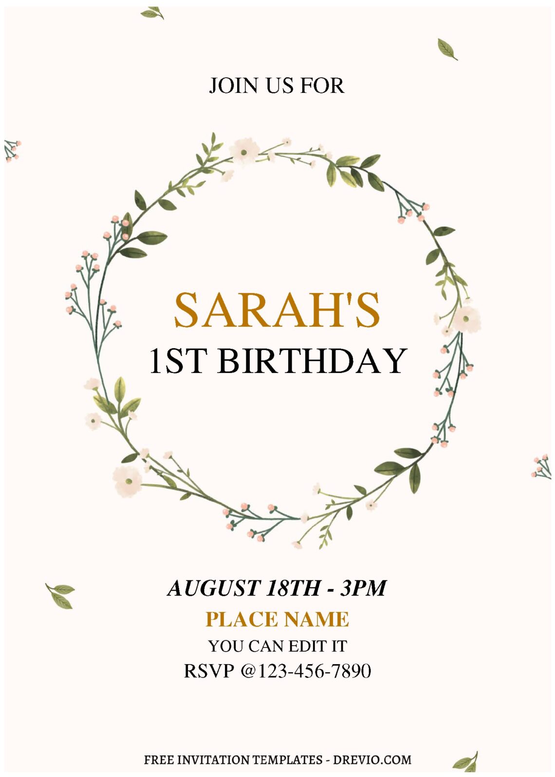 (Free Editable PDF) Simple Floral Frame Birthday Invitation Templates ...