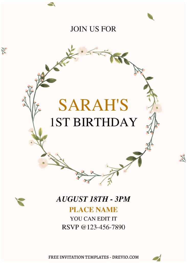 Invitation Template of (Free Editable PDF) Simple Floral Frame Birthday Invitation Templates 3