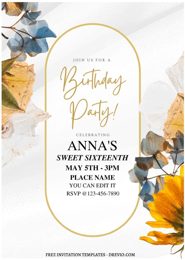 (Free Editable PDF) Enchanting Floral Themed Birthday Invitation Templates B