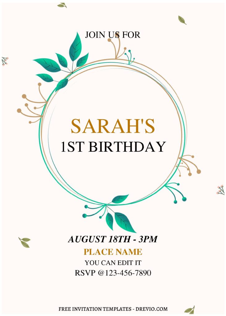 Invitation Template of (Free Editable PDF) Simple Floral Frame Birthday Invitation Templates 2