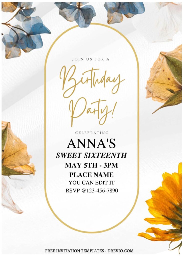 Invitation Template of (Free Editable PDF) Enchanting Floral Themed Birthday Invitation Templates 1