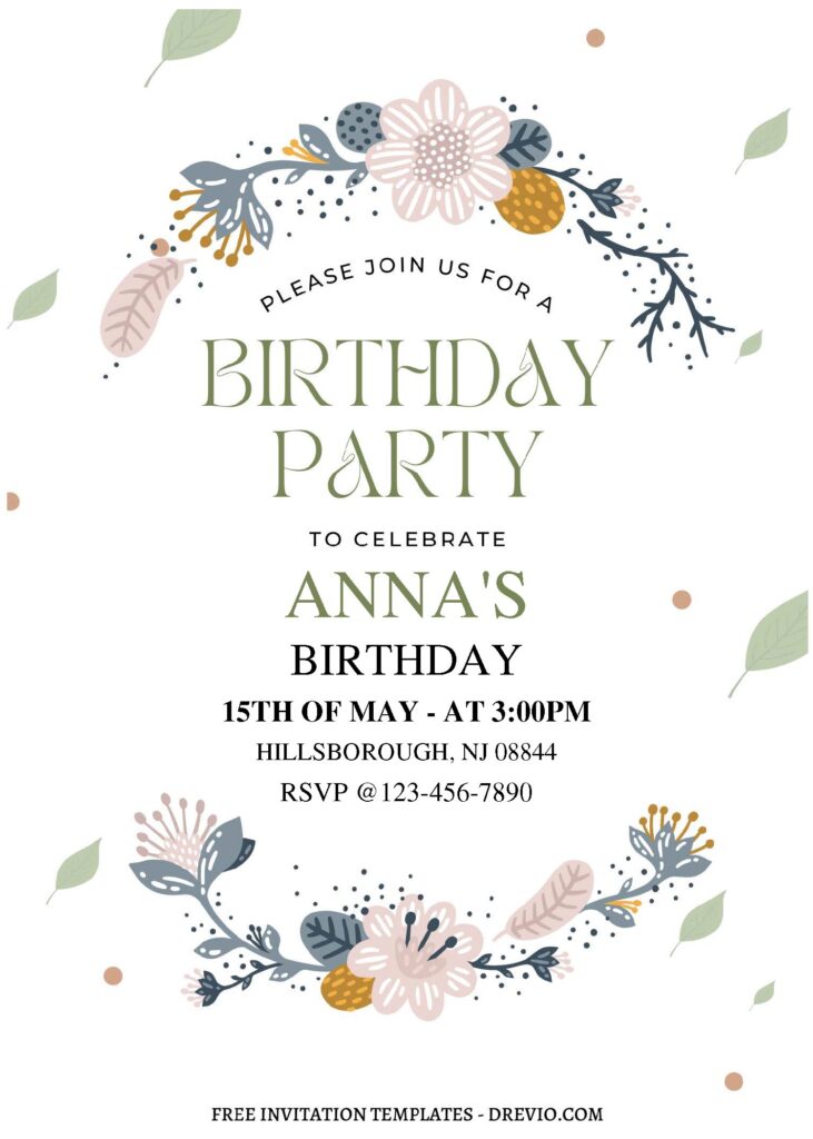(Free Editable PDF) Dreamy Flower Frame Kids Birthday Invitation Templates A