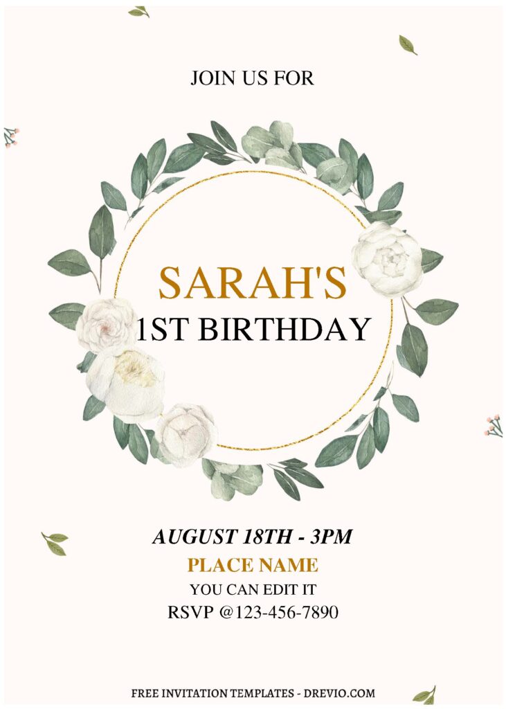 Invitation Template of (Free Editable PDF) Simple Floral Frame Birthday Invitation Templates 1