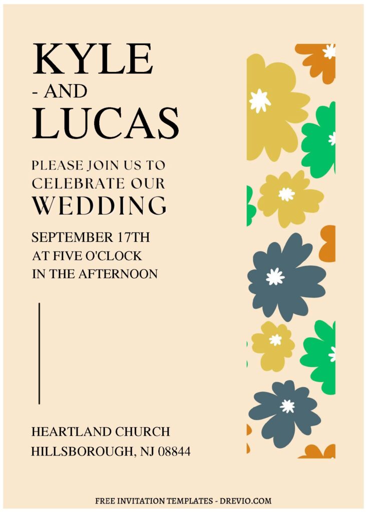 (Free Editable PDF) Colorful Floral Banquet Wedding Invitation Templates C